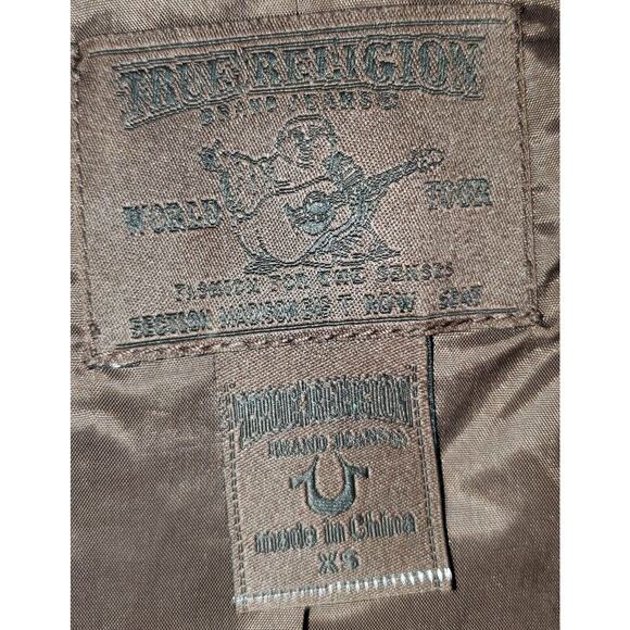 TRUE RELIGION Brown VELVET EMBROIDERED Jacket Blazer XS Rock Glam Lux Feminine - Picture 3 of 11